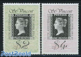 Saint Vincent 1990 150 Years Stamps 2v, Mint NH, Stamps On Stamps - Timbres Sur Timbres