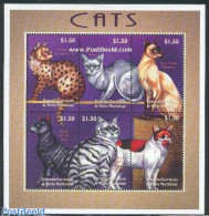 Grenada Grenadines 2001 Cats 6v M/s, Mint NH, Nature - Cats - Grenade (1974-...)