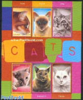 Guyana 2001 Cats In Films 6v M/s, Mint NH, Nature - Performance Art - Cats - Movie Stars - Acteurs