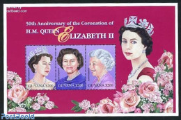 Guyana 2003 50th Anniv. Of The Coronation 3v M/s, Mint NH, History - Kings & Queens (Royalty) - Familles Royales