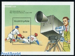 Maldives 1989 First Baseball Television Broadcasting S/s, Mint NH, Performance Art - Sport - Radio And Television - Ba.. - Télécom