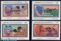 Barbuda 1985 Caribean Indians 4v, Mint NH, History - Nature - Archaeology - Art - Tattoos - Prehistory - Archeologie