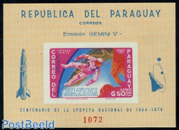 Paraguay 1966 Gemini V S/s Imperforated, Mint NH, Transport - Space Exploration - Paraguay