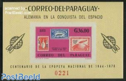 Paraguay 1966 Space, Stamps S/s Imperforated, Mint NH, History - Transport - Stamps On Stamps - Space Exploration - Briefmarken Auf Briefmarken