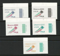 ● ITALIA 2010 /15 ֍ ORDINARIA ● PosteItaliane Da 0,05 + 0,10 + 0,15 + 0,20 + 0,25 € ● Con CODICE BARRE Serie Completa ️● - Barcodes
