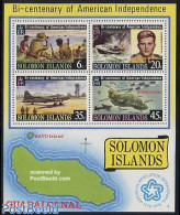 Solomon Islands 1976 US Bi-centenary S/s, Mint NH, History - Transport - Various - American Presidents - Militarism - .. - Militaria