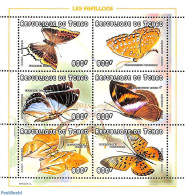 Chad 1998 Butterflies 6v M/s, Mint NH, Nature - Butterflies - Autres & Non Classés