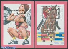 Grenada Grenadines 1989 Olympic Winners 2 S/s, Mint NH, Nature - Sport - Horses - Olympic Games - Weightlifting - Gewichtheben