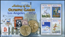 Liberia 2008 Olympic History, Los Angeles 1932 4v M/s, Mint NH, Sport - Athletics - Olympic Games - Swimming - Art - P.. - Athlétisme