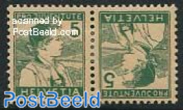 Switzerland 1915 Pro Juventute Tete Beche Pair, Unused (hinged) - Ungebraucht