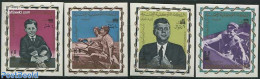 Yemen, Kingdom 1966 Kennedy Overprints 4v Imperforated, Mint NH, History - Transport - American Presidents - Ships And.. - Ships