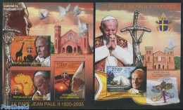 Central Africa 2011 Pope John Paul II 2 S/s, Mint NH, Nature - Religion - Various - Giraffe - Pope - Maps - Popes