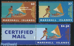 Marshall Islands 2004 20 Years Mailservice 3v (1v With Tab), Mint NH, Transport - Post - Ships And Boats - Posta