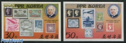 Korea, North 1980 Sir Rowland Hill 2v Imperforated, Mint NH, Transport - Sir Rowland Hill - Stamps On Stamps - Aircraf.. - Rowland Hill