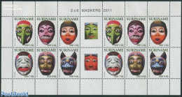 Suriname, Republic 2011 Masks M/s (with 2 Sets), Mint NH, Various - Folklore - Surinam