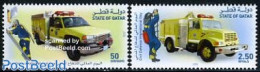 Qatar 2006 Civil Defense 2v, Mint NH, Transport - Automobiles - Fire Fighters & Prevention - Cars
