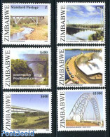 Zimbabwe 2006 Bridges 6v, Mint NH, Nature - Transport - Water, Dams & Falls - Automobiles - Art - Bridges And Tunnels - Autos