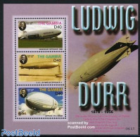Gambia 2006 Ludwig Durr 3v M/s, Mint NH, Transport - Ships And Boats - Zeppelins - Ships