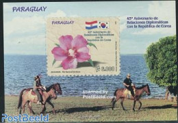 Paraguay 2007 Diplomatic Relations With Korea S/s, Mint NH, Nature - Flowers & Plants - Horses - Paraguay