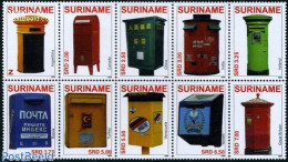Suriname, Republic 2009 Post Boxes 10v [++++], Mint NH, Mail Boxes - Post - Post