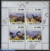 Sao Tome/Principe 2008 Elephants 4v M/s, Mint NH, Nature - Animals (others & Mixed) - Elephants - Giraffe - Zebra - Sao Tomé E Principe