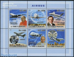 Sao Tome/Principe 2008 Airbus 6v M/s, Mint NH, Transport - Aircraft & Aviation - Airplanes