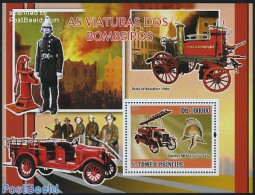 Sao Tome/Principe 2008 Fire Engines S/s, Mint NH, Transport - Fire Fighters & Prevention - Pompieri