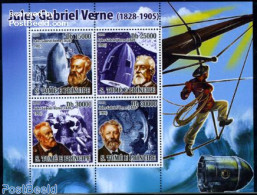 Sao Tome/Principe 2008 Jules Verne 4v M/s, Mint NH, Transport - Space Exploration - Art - Jules Verne - Science Fiction - Unclassified