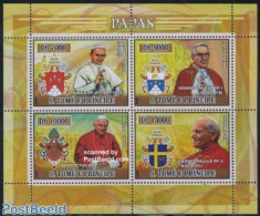 Sao Tome/Principe 2007 Popes 4v M/s, Mint NH, Religion - Pope - Religion - Pausen