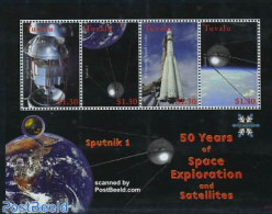 Tuvalu 2008 50 Years Of Space Exploration 4v M/s, Mint NH, Transport - Space Exploration - Autres & Non Classés