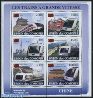 Comoros 2008 Chinese High Speed Trains 6v M/s, Mint NH, Transport - Railways - Treni