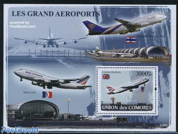 Comoros 2008 Large Airports S/s, Mint NH, Transport - Aircraft & Aviation - Airplanes