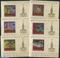 Comoros 1979 Olympic Games 6 S/s, Mint NH, Sport - Athletics - Kayaks & Rowing - Olympic Games - Swimming - Leichtathletik