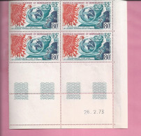 NOUVELLE CALEDONIE ET DEPENDANCES   Poste Aerienne  Blocs De 4 Timbres  80 Fr  Coin Date  1973 - Neufs