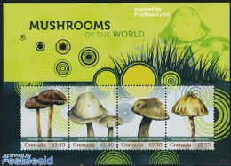 Grenada 2008 Mushrooms 4v M/s, Mint NH, Nature - Mushrooms - Paddestoelen
