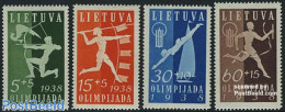 Lithuania 1938 Sport Games 4v, Unused (hinged), Sport - Shooting Sports - Sport (other And Mixed) - Swimming - Tir (Armes)