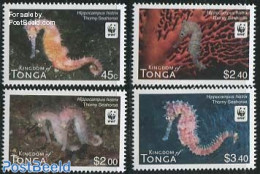 Tonga 2012 WWF, Sea Horses 4v, Mint NH, Nature - Fish - World Wildlife Fund (WWF) - Vissen
