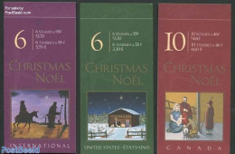 Canada 2000 Christmas 3 Booklets, Mint NH, Religion - Christmas - Stamp Booklets - Unused Stamps