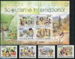 Burundi 2011 Scouting 4v + S/s, Mint NH, Nature - Sport - Butterflies - Scouting - Other & Unclassified