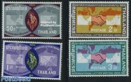 Thailand 1965 International Letter Week 4v, Mint NH, Various - Maps - Aardrijkskunde