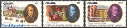 Guyana 1991 W.A. Mozart 3v, Mint NH, Performance Art - Amadeus Mozart - Music - Musik