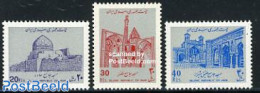 Iran (Persia) 1988 Mosques 3v, Mint NH, Religion - Churches, Temples, Mosques, Synagogues - Churches & Cathedrals