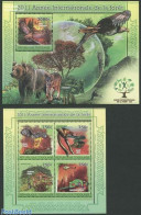 Togo 2011 Int. Forest Year 2 S/s, Mint NH, Nature - Transport - Birds - Birds Of Prey - Mushrooms - Owls - Reptiles - .. - Champignons
