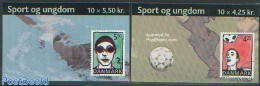 Denmark 2003 Sport & Youth 2 Booklets, Mint NH, Sport - Football - Sport (other And Mixed) - Stamp Booklets - Art - Co.. - Ungebraucht
