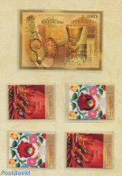 Hungary 2012 Stamp Day Special Folder With 4v + S/s, Mint NH, Various - Stamp Day - Other Material Than Paper - Textiles - Ongebruikt