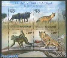 Togo 2011 Ecosystem, Kalahari Desert 4v M/s, Mint NH, Nature - Animals (others & Mixed) - Cat Family - Monkeys - Togo (1960-...)