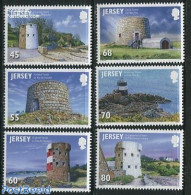 Jersey 2012 Coastal Towers 6v, Mint NH, Various - Lighthouses & Safety At Sea - Art - Castles & Fortifications - Phares