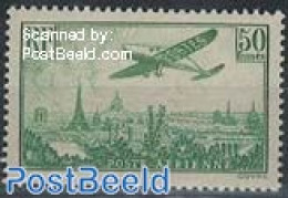 France 1936 50F, Yellow Green, Stamp Out Of Set, Unused (hinged), Transport - Aircraft & Aviation - Ungebraucht