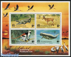 Tanzania 1977 WWF Animals 4v M/s, Mint NH, Nature - Animals (others & Mixed) - Monkeys - Reptiles - Sea Mammals - Worl.. - Tansania (1964-...)