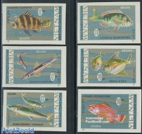 Vietnam 1967 Fish 6v Imperforated, Mint NH, Nature - Fish - Poissons